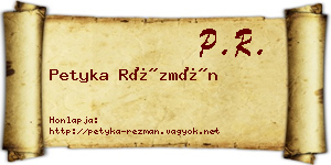 Petyka Rézmán névjegykártya